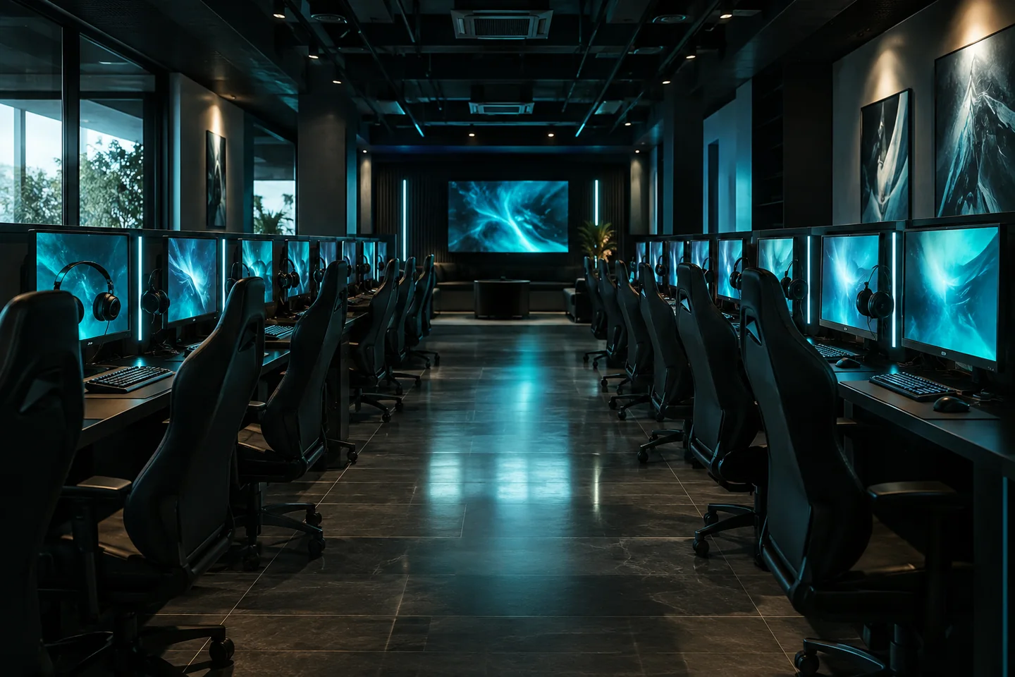 Filas de computadores en un centro moderno de Cali